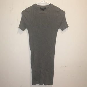 Gray Ribbed Short Sleeve Dress